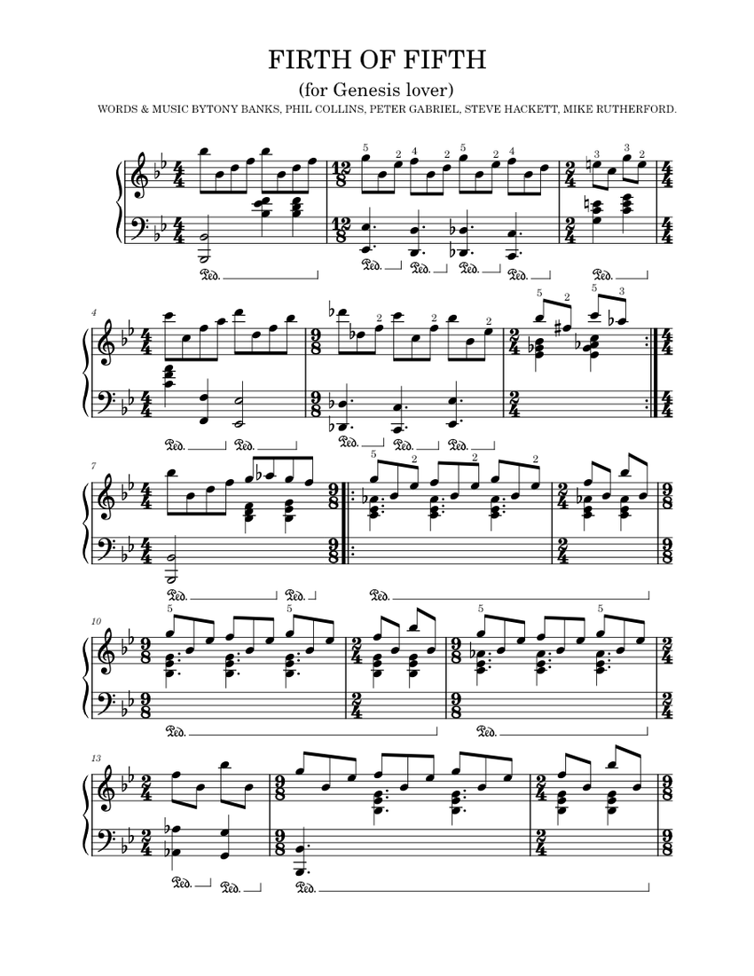 Firth of fifth Genesis Sheet music for Piano (Solo)