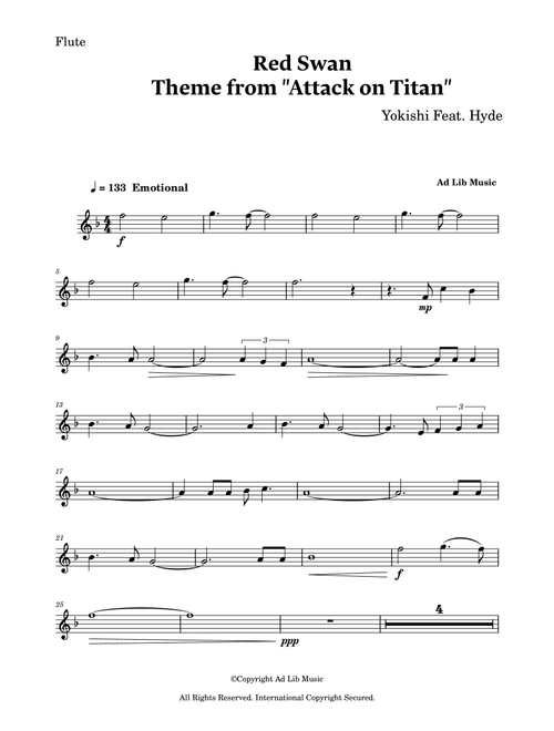 Red Swan (Arr. Charles Lam) - Yoshiki (Flute Solo)
