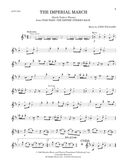 The Imperial March (Darth Vader's Theme) (from Star Wars: The Empire Strikes Back) - John Williams (Alto Sax Solo)