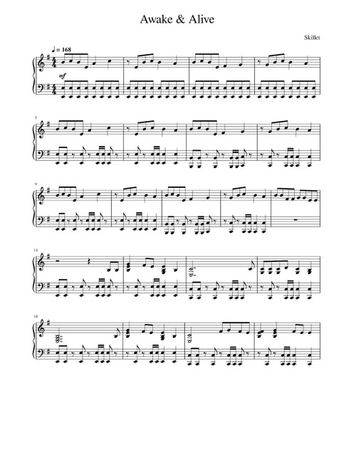Awake And Alive (Arr. Skillet) (Piano Solo)
