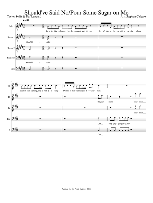 Should've Said No/Pour Some Sugar on Me (TTBB A Cappella Choir)