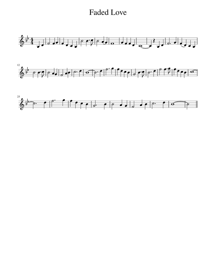 Faded Love Sheet Music For Piano Solo 