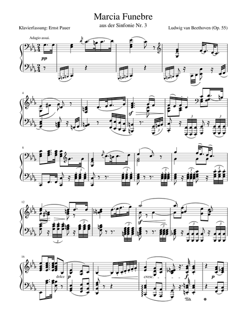 Beethoven Symphony No. 3 (2nd movement) "Marcia Funebre" for piano solo