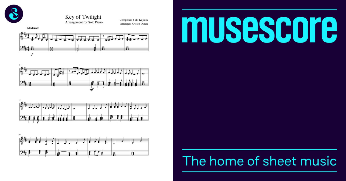 Key of Twilight: Arrangement for Solo Piano Sheet Music for