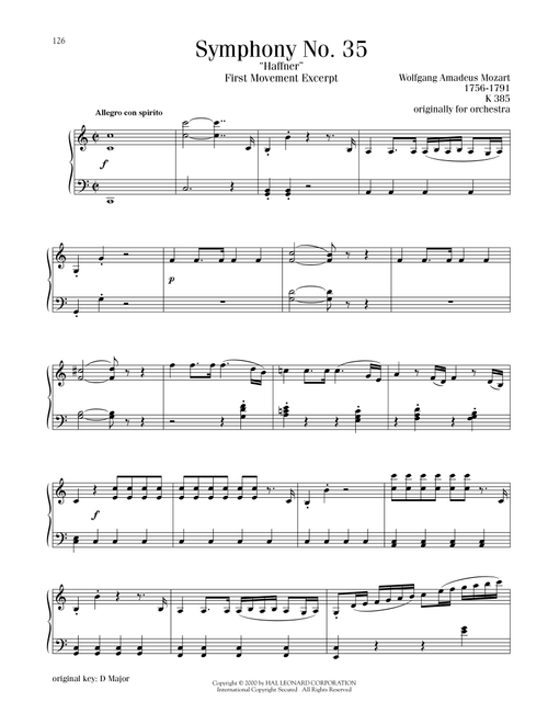 Symphony No. 35 ("Haffner"), First Movement Excerpt - Wolfgang Amadeus Mozart (Piano Solo)