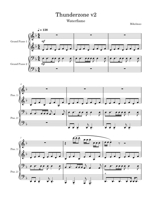 Thunderzone v2 by Waterflame Duet Score