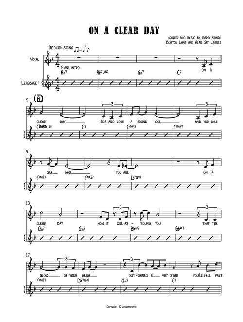 On A Clear Day (Arr. Jack Ziyad) - Felix Bellingham, Trevor Gardner, Alan Branch (Piano Vocal)
