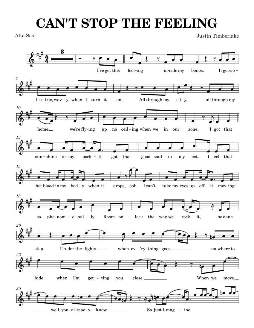 Can't Stop The Feeling Alto Sax Sheet music for Saxophone alto (Solo)