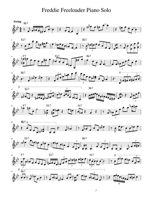 Freddie Freeloader Piano Solo