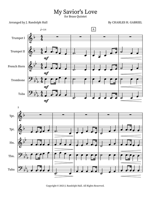 My Savior's Love (Arr. J. Randolph Hall) - Charles H. Gabriel (Small Ensemble)