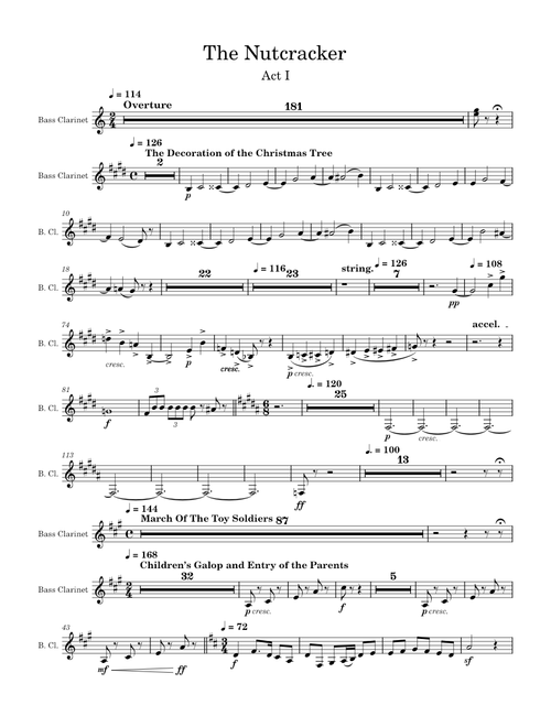 The Nutcracker – Pyotr Ilyich Tchaikovsky The Nutcracker Score For Bass Clarinet Act I