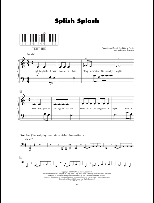 Splish Splash - Bobby Darin (5-Finger Piano)