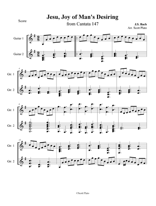 Jesu, Joy of Man's Desiring, from Cantata 147 (Arr. Scott Plato) - J.S. Bach (Instrumental Duet)