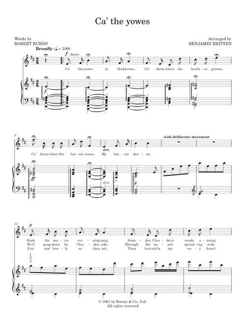 Ca' the Yowes, tae the knowes - Robert Burns (Piano Vocal)