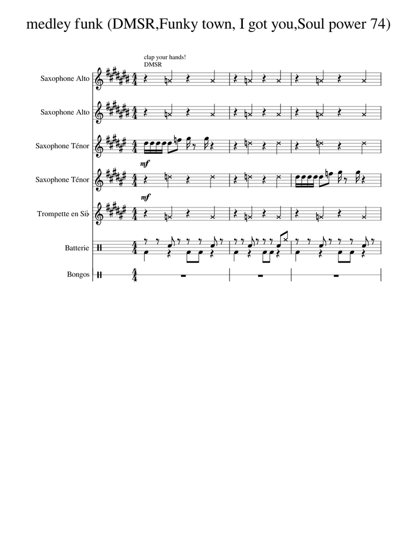 Funkytown - Lipps Inc. Sheet Music for Saxophone alto, Saxophone tenor ...