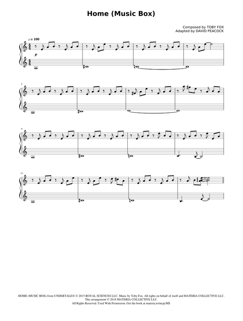 Home (Music Box) (UNDERTALE Complete Piano Sheet Music)