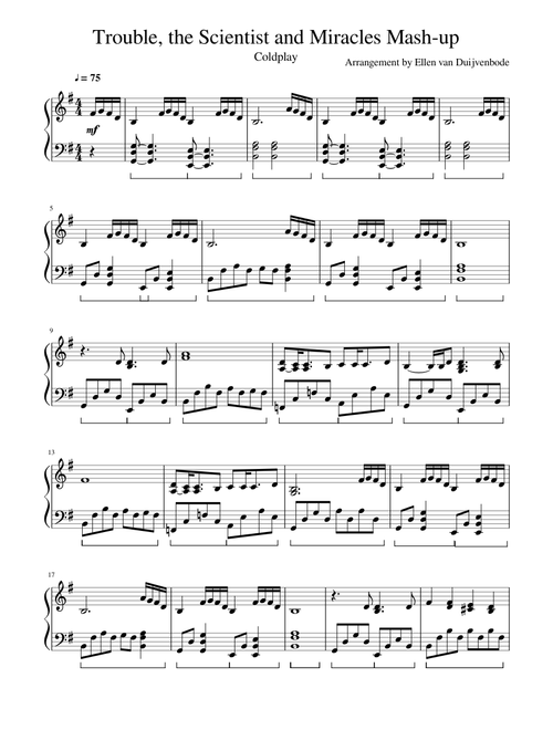 Coldplay - Trouble, the Scientist and Miracles Mash up (Piano Solo)