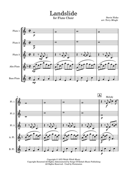 Landslide (Arr. Terry Patrick Mingle) - Fleetwood Mac (Woodwind Ensemble)
