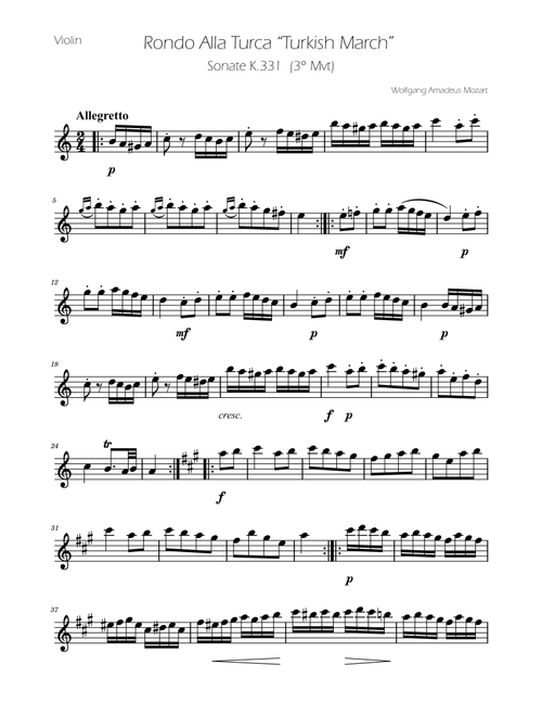 Turkish March - Violin Solo (Arr. Ygor Nunes) - Wolfgang Amadeus Mozart (Violin Solo)