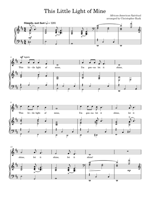 This Little Light Of Mine - African-American Spiritual (Piano Vocal)
