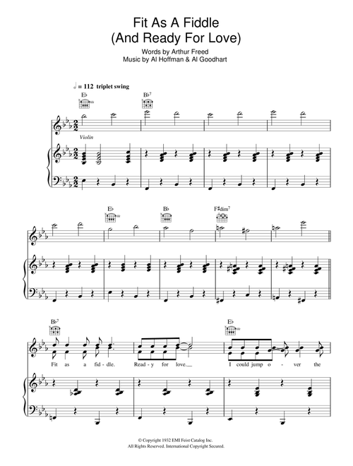 Fit As A Fiddle (from 'Singin' In The Rain') - Al Hoffman (Piano-Vocal-Guitar (Piano Accompaniment))