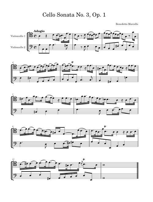 Cello Sonata No. 3, Op. 1 – Benedetto Marcello