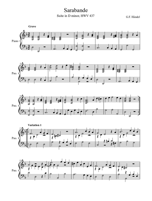 Georg Friederich Händel - Sarabanda