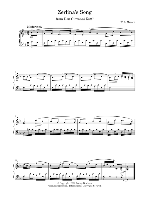 Zerlina's Song From Don Giovanni K527 - Richard Walters, Wolfgang Amadeus Mozart (Piano Solo)