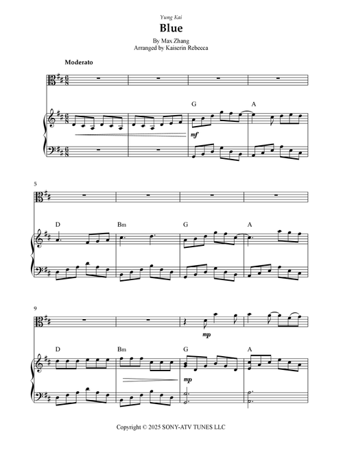 Blue (Arr. Kaiserin Rebecca) - Yung Kai (Viola and Piano)
