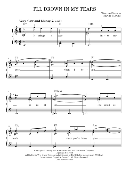 I'll Drown In My Tears - Ray Movie, Ray Charles (Easy Piano)