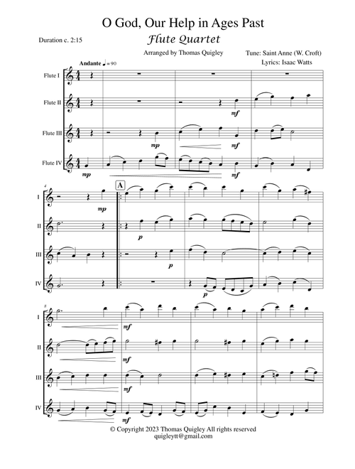 O God Our Help in Ages Past (Arr. Thomas Quigley) - Tune: Saint Anne (William Croft) / Words: Isaac Watts (Woodwind Ensemble)