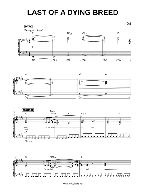 Last of a Dying Breed - Joji (Piano)
