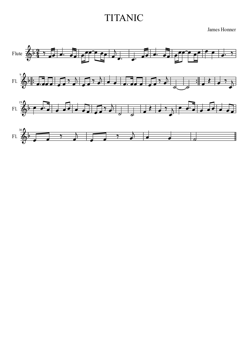 TITANIC Sheet music for Flute (Solo) 