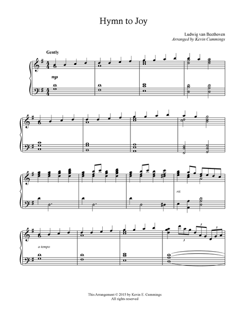 Hymn to Joy (Arr. Kevin Cummings) - Ludwig van Beethoven (Piano Solo)