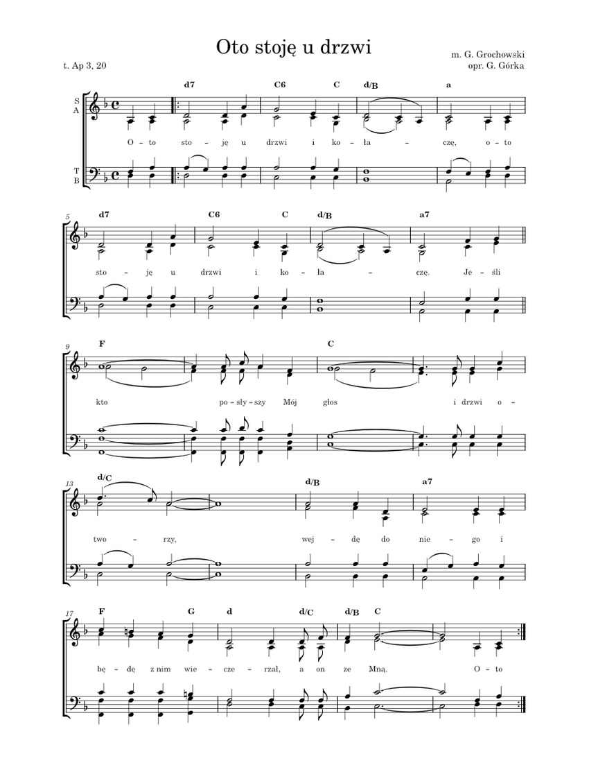 Oto stoję u drzwi i kołaczę – Grzegorz Grochowski - piano tutorial