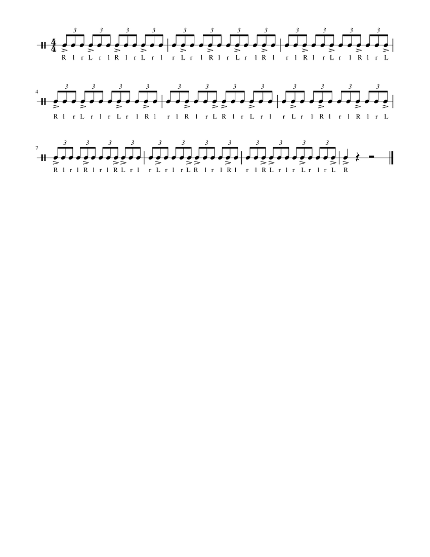 Offbeat Triplets Sheet music for Snare drum (Solo)