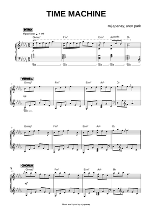 Time machine (ft. aren park) – mj apanay Sheet Music for Piano (Solo ...