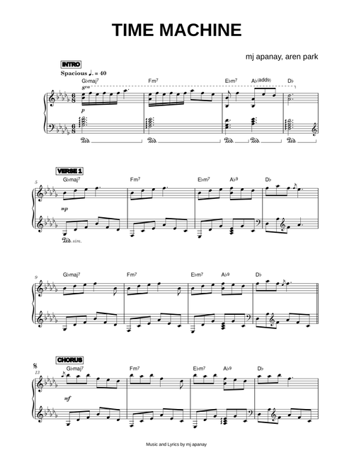 Time Machine - mj apanay, aren park (Piano)
