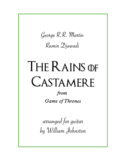 The Rains Of Castamere (Arr. William Johnston) - George R.R. Martin, Ramin Djawadi (Guitar Tab)