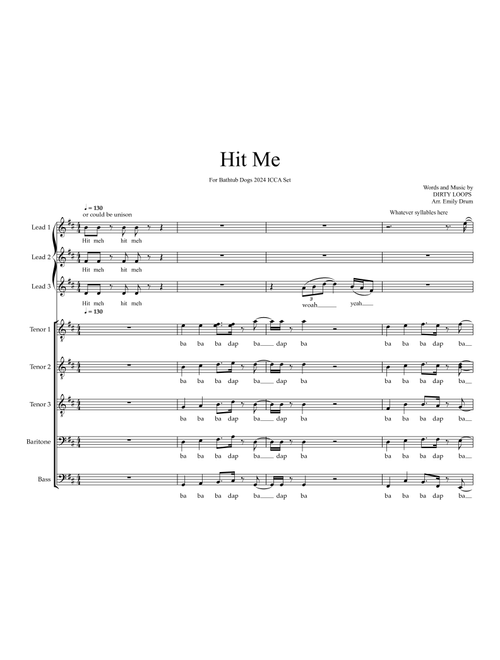 Hit Me (Arr. Emily Drum) - Dirty Loops (Choral, TTBB divisi)