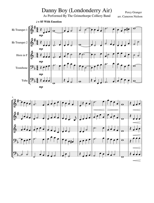 Danny Boy (Londonderry Air) For Brass Quintet