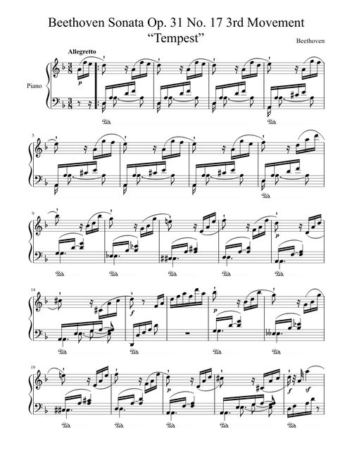Beethoven - Sonata Op. 31 No. 17 - 3rd Movement - "Tempest"