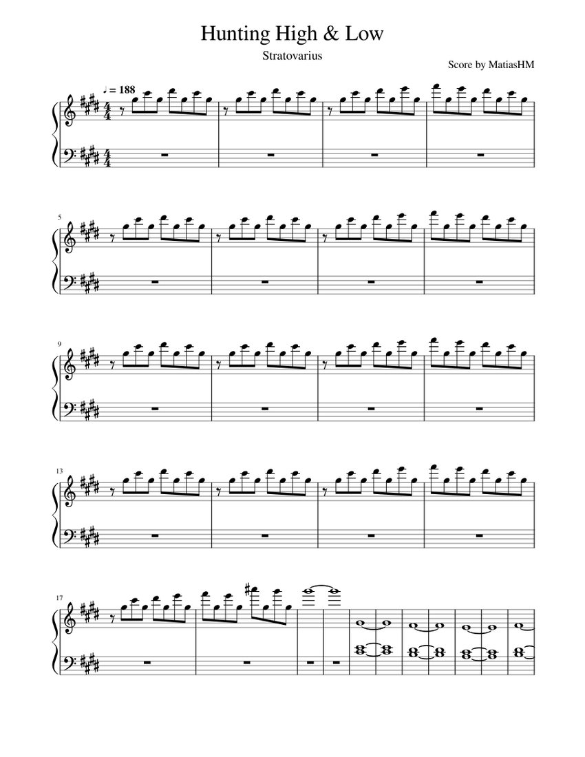 a-ha HUNTING HIGH AND LOW バンドスコア　楽譜 Hunting high and low - a-ha Sheet Music with Chords for