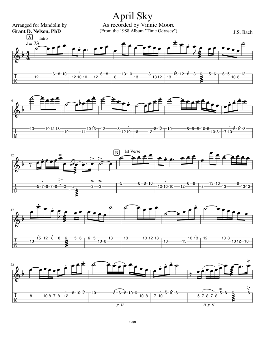Gary Moore 楽譜 APRIL MUSIC