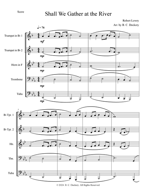 Shall We Gather at the River (Brass Quintet) (Arr. B. C. Dockery) - Robert Lowry (Brass Ensemble)