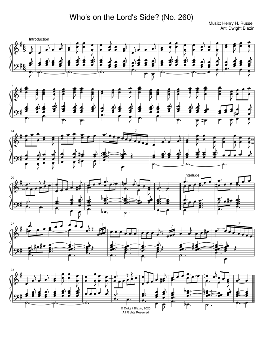 Who's on the Lord's Side (No. 260) Sheet music for Organ (Solo ...