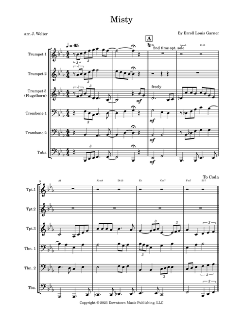 Misty (Arr. Jonathan Wolter) - Erroll Louis Garner (Brass Ensemble)