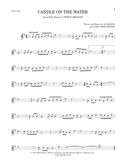 Candle On The Water (from Pete's Dragon) - Helen Reddy (Alto Sax Solo)