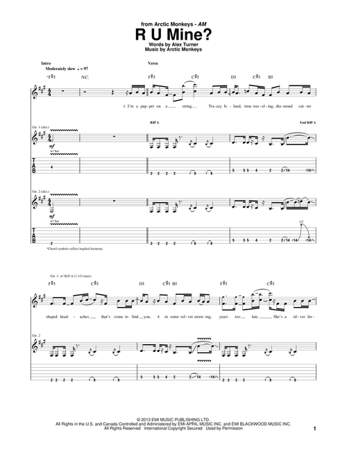 R U Mine? - Arctic Monkeys (Guitar Tab)