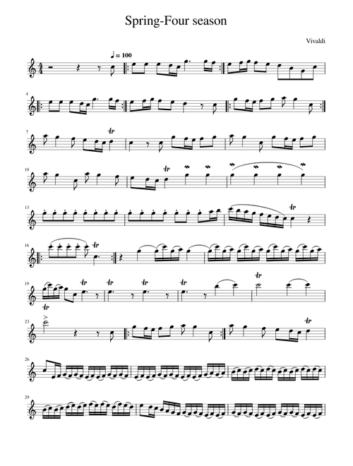La Primavera – Antonio Vivaldi Spring-Four seasons-Vivaldi violin advanced part '23  3